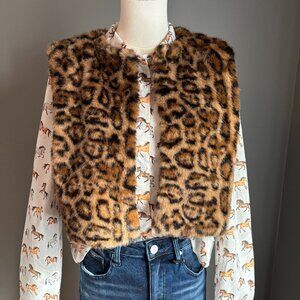 Animal Print Soft Faux Fur Vest NWT